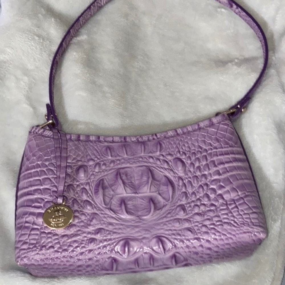 Brahmin Purple Croc embossed small shoulder bag